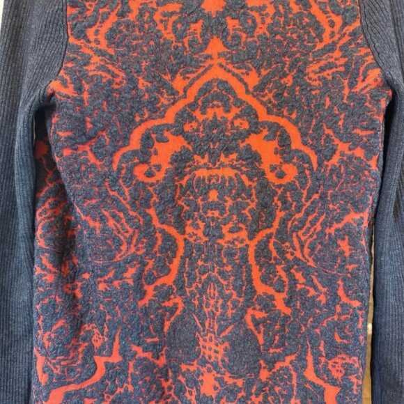 Women’s Alberto Makali Gray and Orange Patterned Long Open Cardigan-Size Medium - Picture 6 of 10
